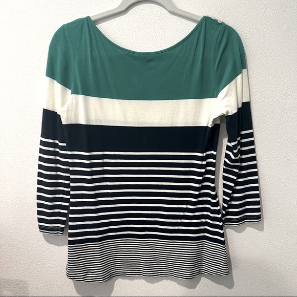 Anthropologie One September quarter length sleeve color block shirt size small - Picture 2 of 7